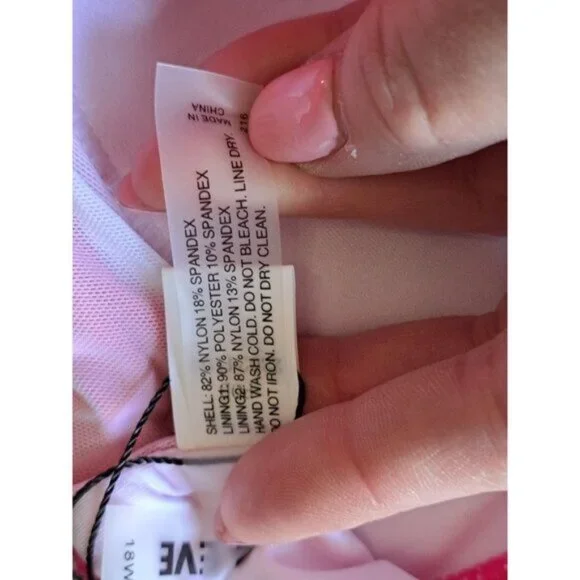 Aqua Eve Womens Plus Size 18W Hot Pink One-Piece Swimsuit Ruched V-Neck NEW Tags - Picture 9 of 12